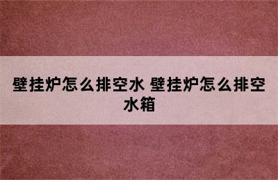 壁挂炉怎么排空水 壁挂炉怎么排空水箱